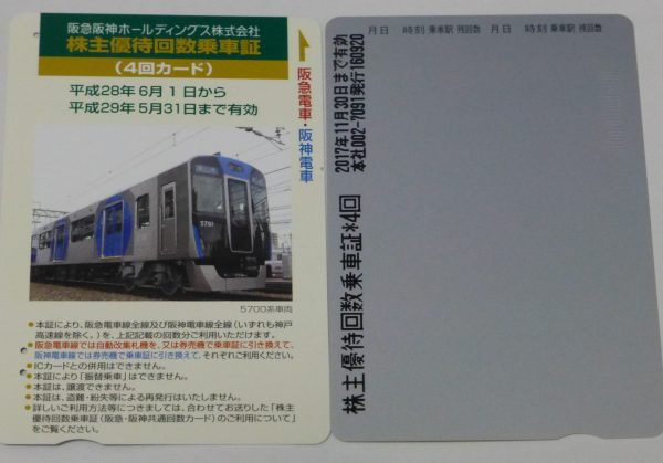 阪急・阪神電車株主優待乗車証【9042】阪急阪神ホールディングス 